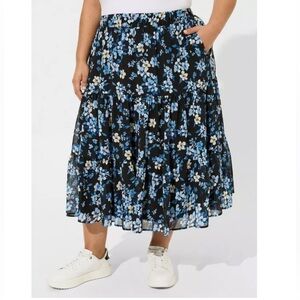 Torrid Tea Length Chiffon Tiered Skirt